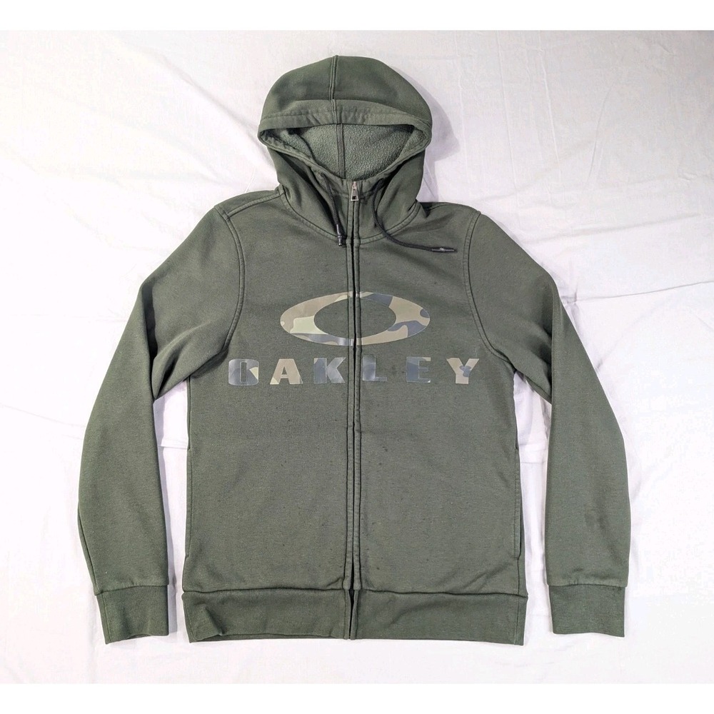 Oakley Hoodie Womens Medium Regular Fit Green Camo Logo Scuba Full Zip Hoodie